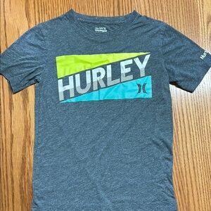 Hurley Charcoal Tee with Lime and Aqua Graphic